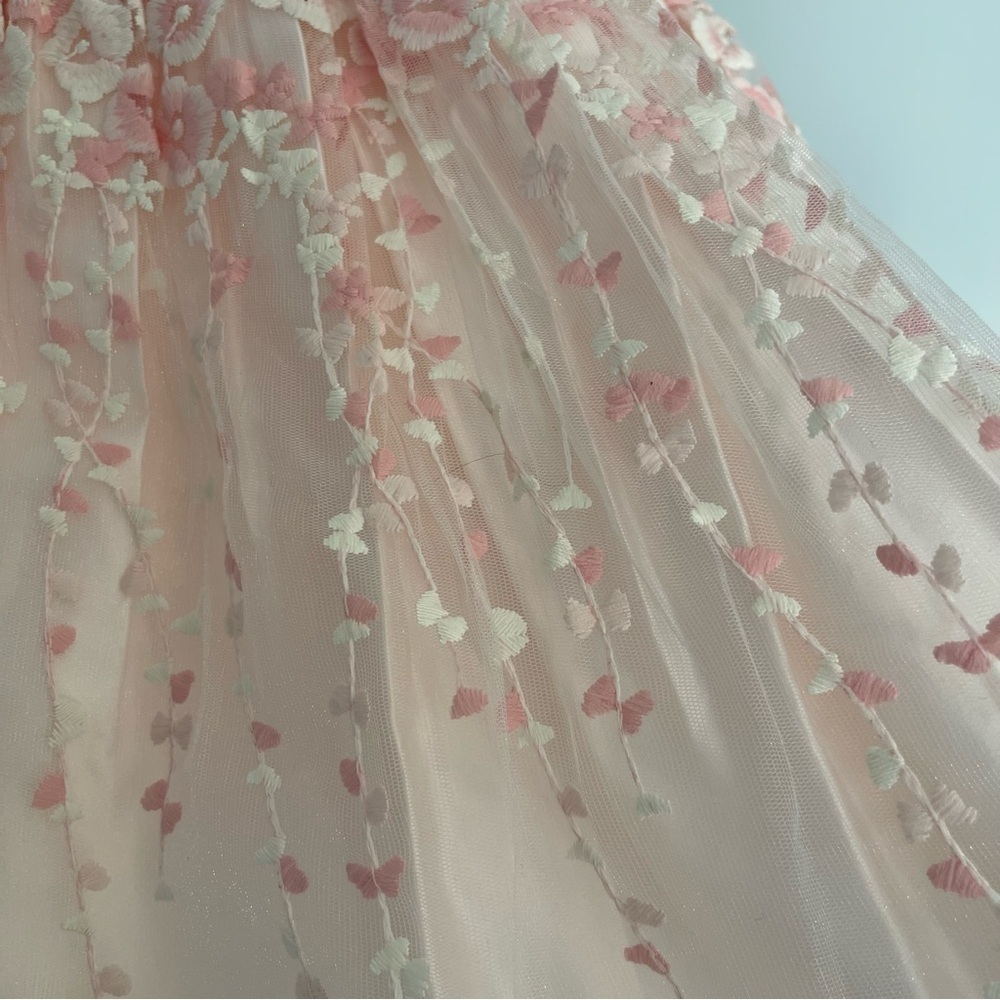 American Princess Toddler Pink Floral Embroidered Lace Pearls Formal Dress 6 - Picture 4 of 9